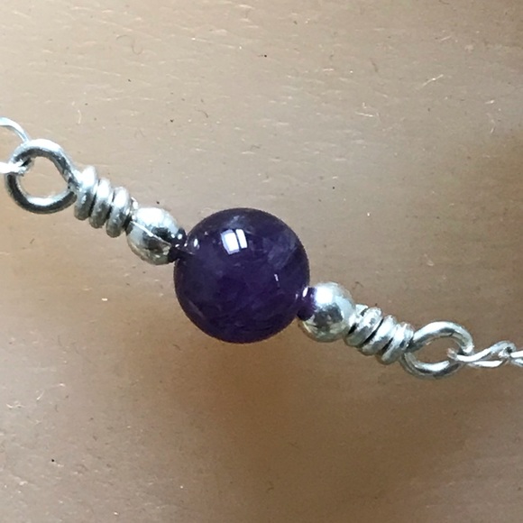 Amethyst Ankle Bracelet- Amethyst Sterling Silver Anklet - Picture 3 of 4